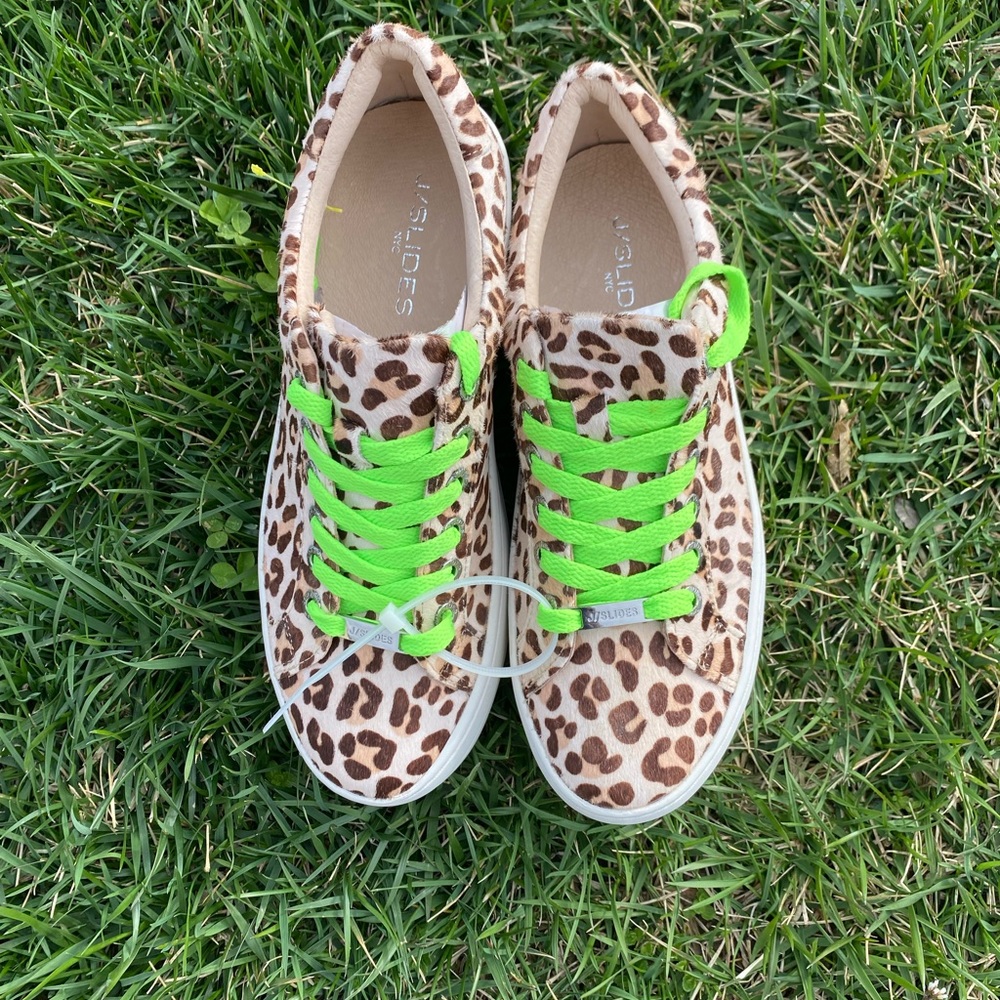- Jslide NYC NEON HIPPIE CALF SKIN WEDGE SNEAKERS SIZE 7New
